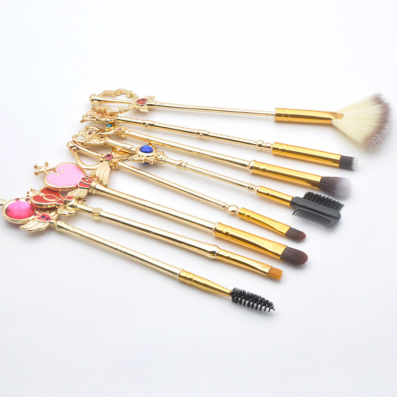 Fashion Gold Color Geometric Shape Decorated Makeup Brush(8pcs),Beauty tools