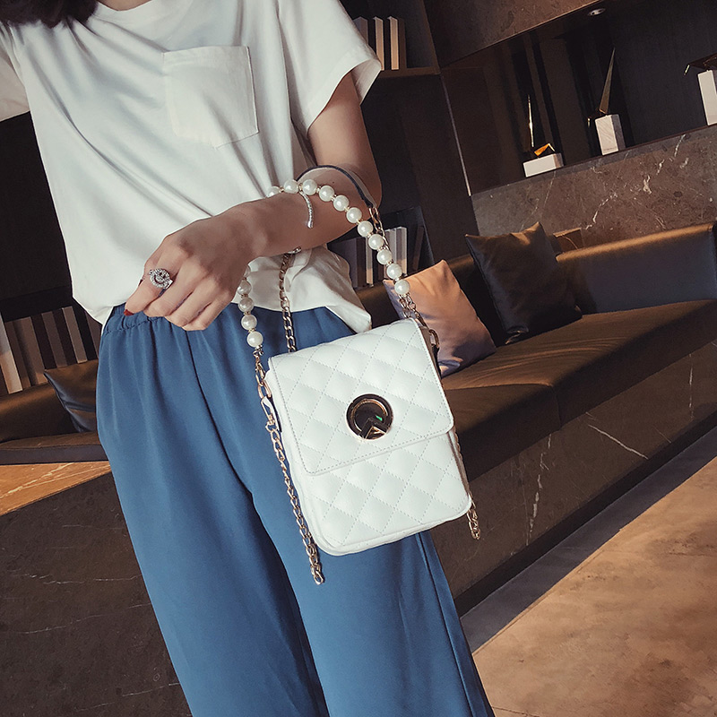 Fashion White Grids Pattern Decorated Bag,Handbags