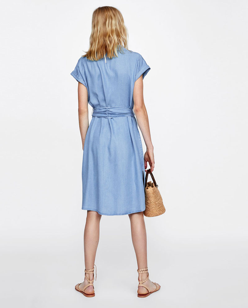 Fashion Blue V Neckline Design Pure Color Dress,Long Dress