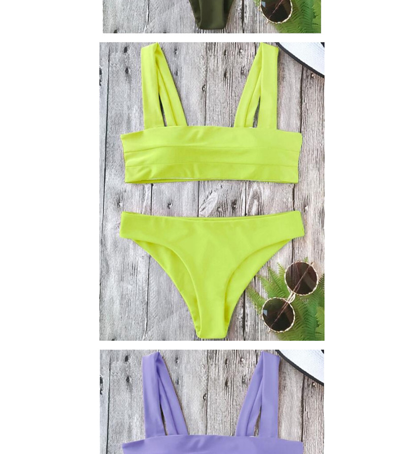 Sexy Dark Green Pure Color Decorated Swimwear(2pcs),Bikini Sets
