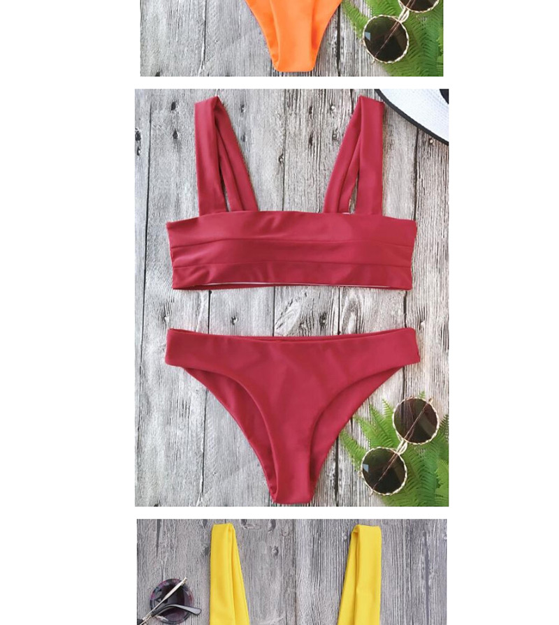 Sexy Pink Pure Color Decorated Swimwear(2pcs),Bikini Sets