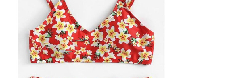Sexy Green Flower Pattern Decorated Suspender Swimwear(2pcs),Bikini Sets