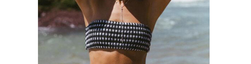 Sexy Black Grids Pattern Decorated Swimwear(2pcs),Bikini Sets