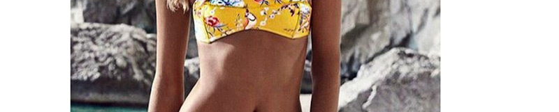 Sexy Yellow Flower Pattern Decorated Swimwear(2pcs),Bikini Sets