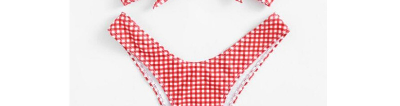 Sexy Red Grids Pattern Decorated Swimwear(2pcs),Bikini Sets