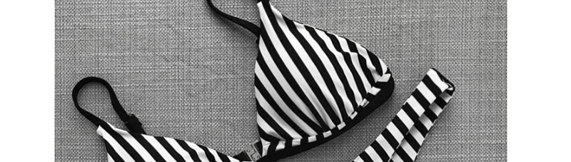 Sexy Black+white Stripe Pattern Decorated Swimwear(2pcs),Bikini Sets
