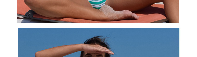 Sexy Blue Off-the-shoulder Deisgn Stripe Pattern Swimwear（2pcs）,Bikini Sets