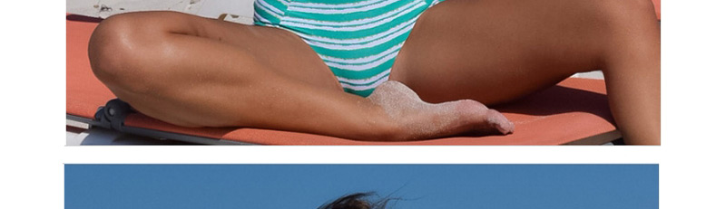Sexy Blue Off-the-shoulder Deisgn Stripe Pattern Swimwear（2pcs）,Bikini Sets