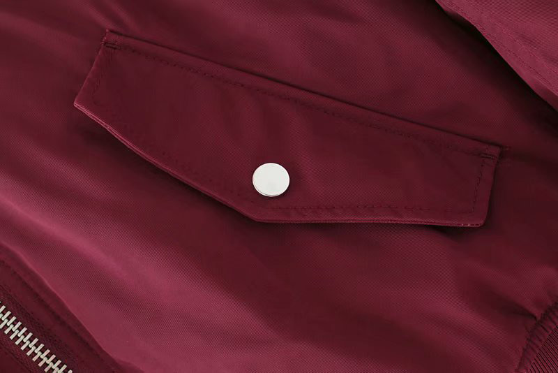 Fashion Claret Red Pure Color Decorated Coat,Coat-Jacket