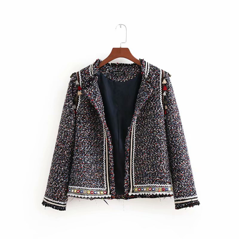 Fashion Multi-color Tassel Decorated Coat,Coat-Jacket