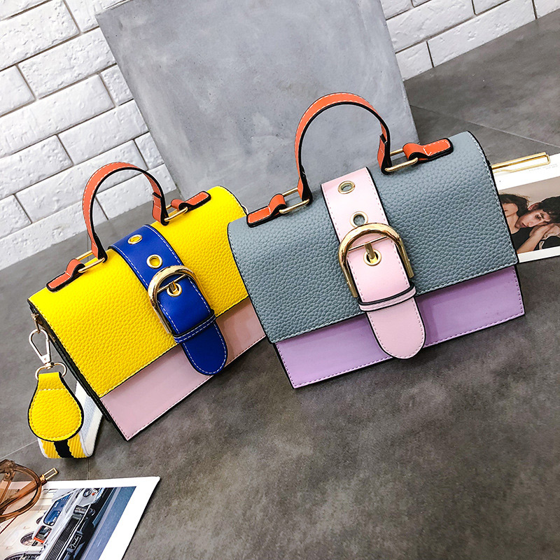 Fashion Pink+blue Color-matching Decorated Bag,Handbags