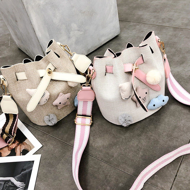 Fashion Beige Doll Shape Decorated Bag,Handbags
