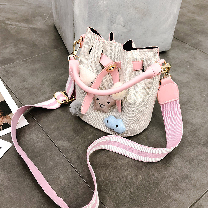 Fashion Beige Doll Shape Decorated Bag,Handbags
