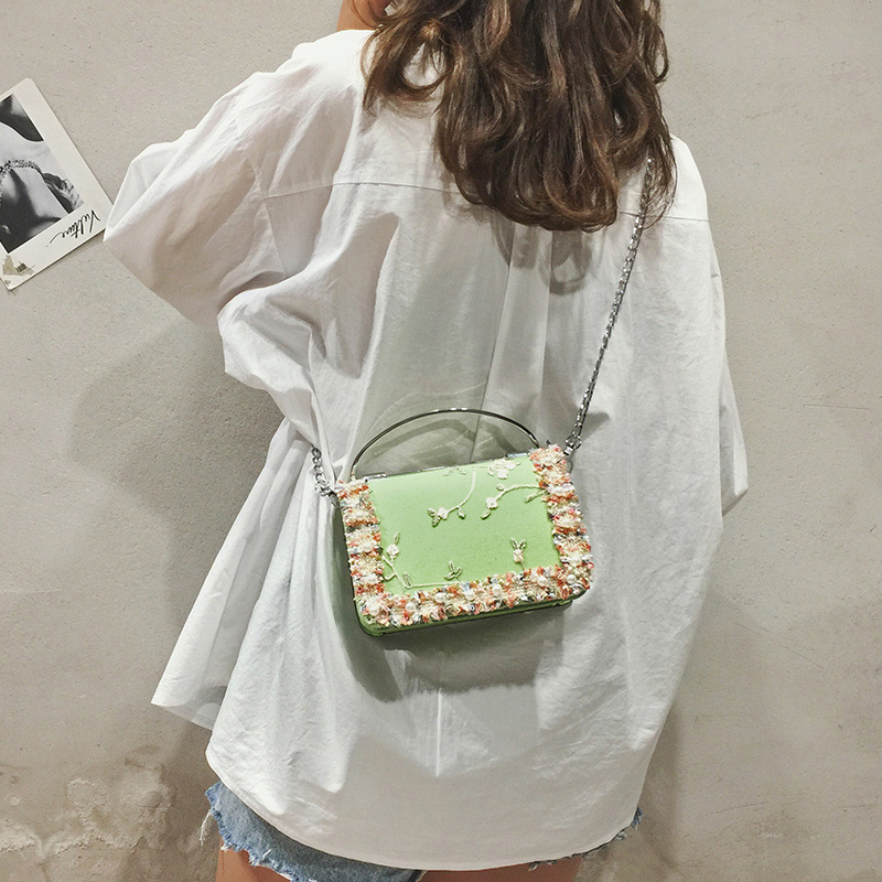 Fashion Green Flower Pattern Decorated Bag,Shoulder bags