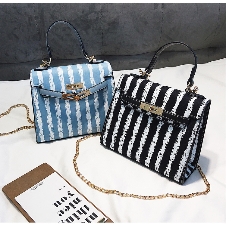 Fashion Black Stripe Pattern Decorated Bag,Shoulder bags