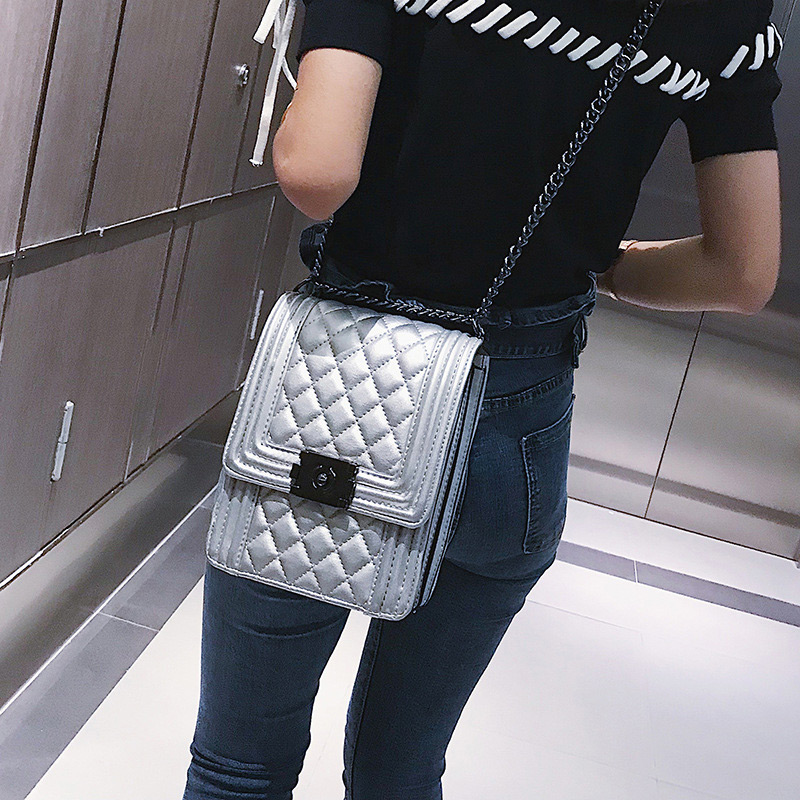 Fashion Silver Color Grids Pattern Decorated Bag,Shoulder bags