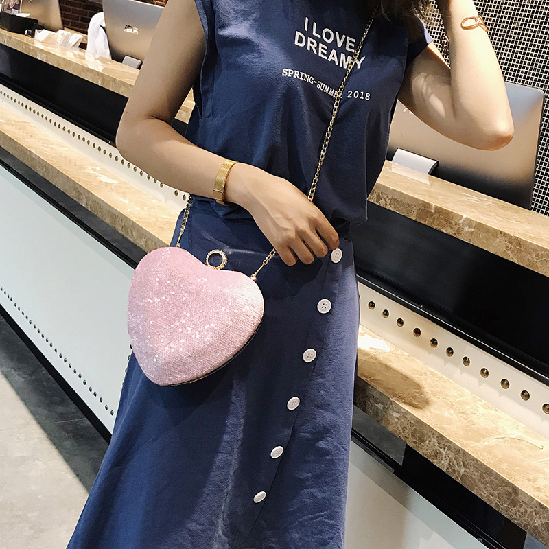 Fashion Pink Heart Shape Decorated Bag,Shoulder bags