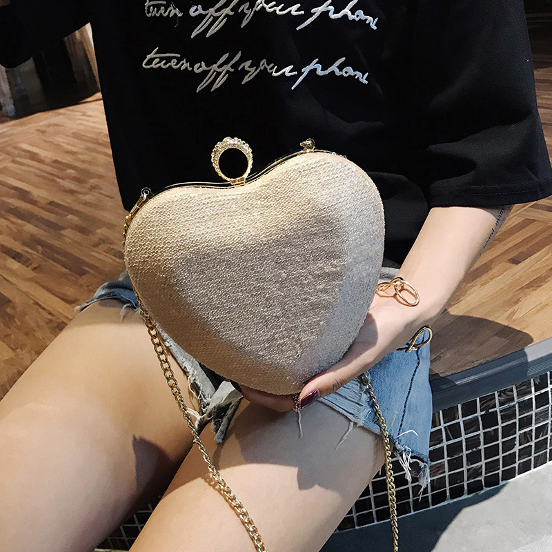Fashion Gold Color Heart Shape Decorated Bag,Shoulder bags