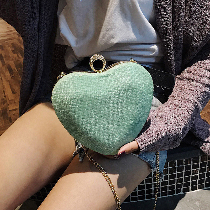 Fashion Green Heart Shape Decorated Bag,Shoulder bags