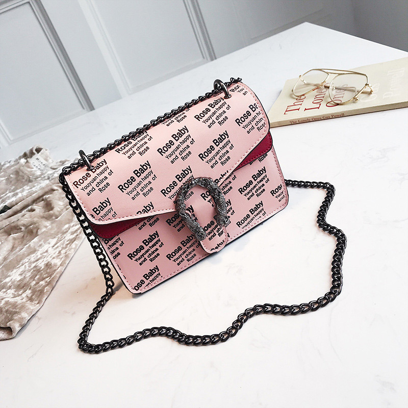 Fashion Pink Letter Pattern Decorated Bag,Shoulder bags
