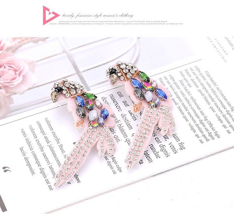 Fashion Pink Bird Shape Decorated Earrings,Stud Earrings