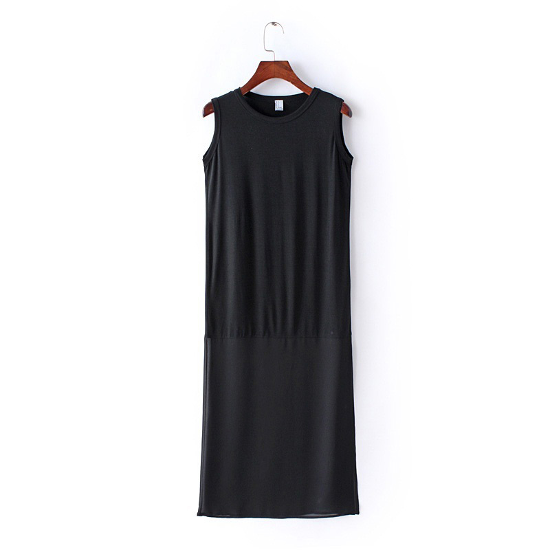 Fashion Black Pure Color Decorated Dress,Long Dress