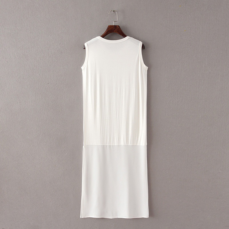 Fashion White Pure Color Decorated Dress,Long Dress