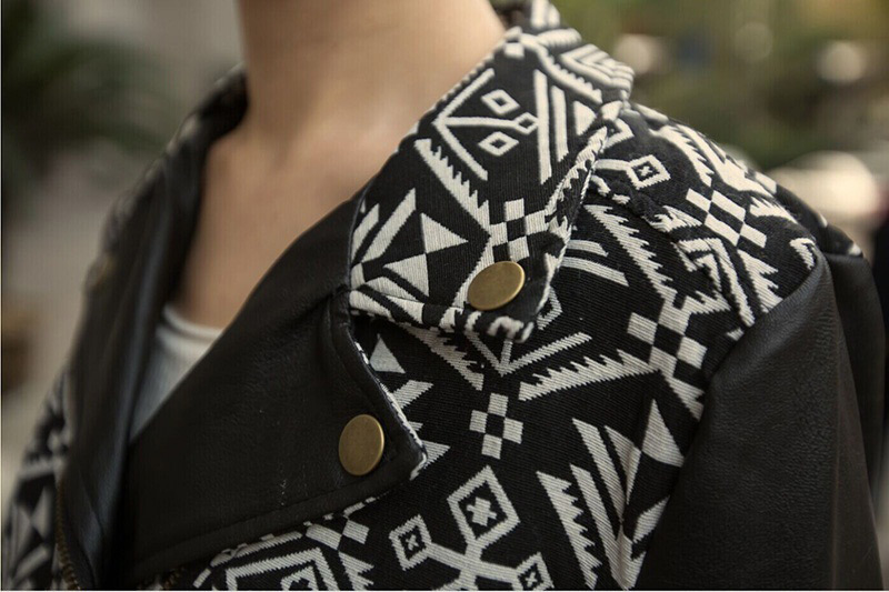 Fashion Black Geometric Pattern Decorated Coat,Coat-Jacket