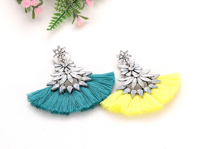 Fashion Khaki Geometric Shape Decorated Tassel Earrings,Drop Earrings