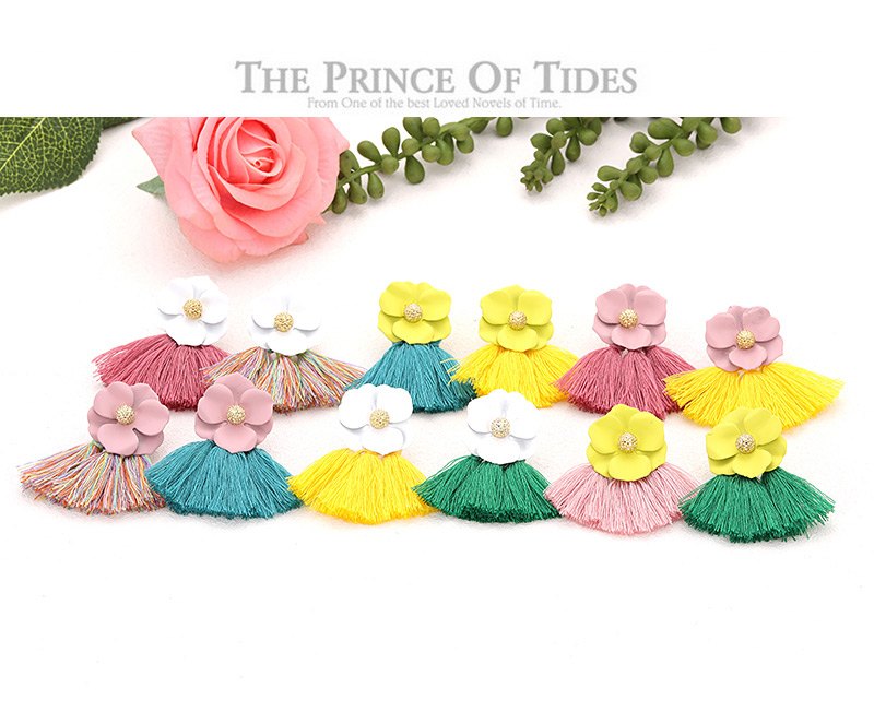 Fashion Multi-color Flower Shape Decorated Tassel Earrings,Drop Earrings