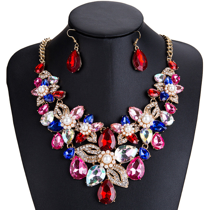 Fashion Multi-color Flower Shape Decorated Jewelry Set,Jewelry Sets