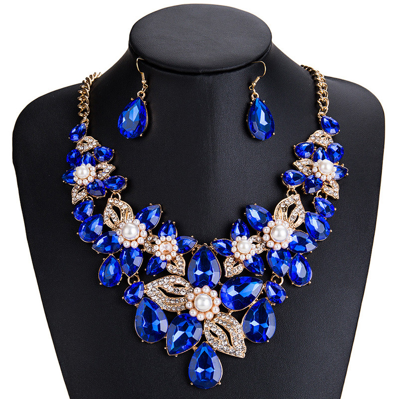Fashion Blue Water Drop Shape Decorated Jewelry Set,Jewelry Sets