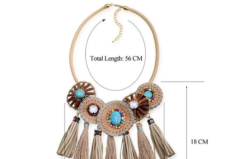 Fashion Khaki Tassel Decorated Round Choker,Pendants