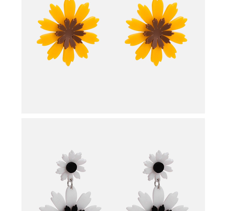 Fashion White+black Flower Shape Decorated Earrings,Drop Earrings