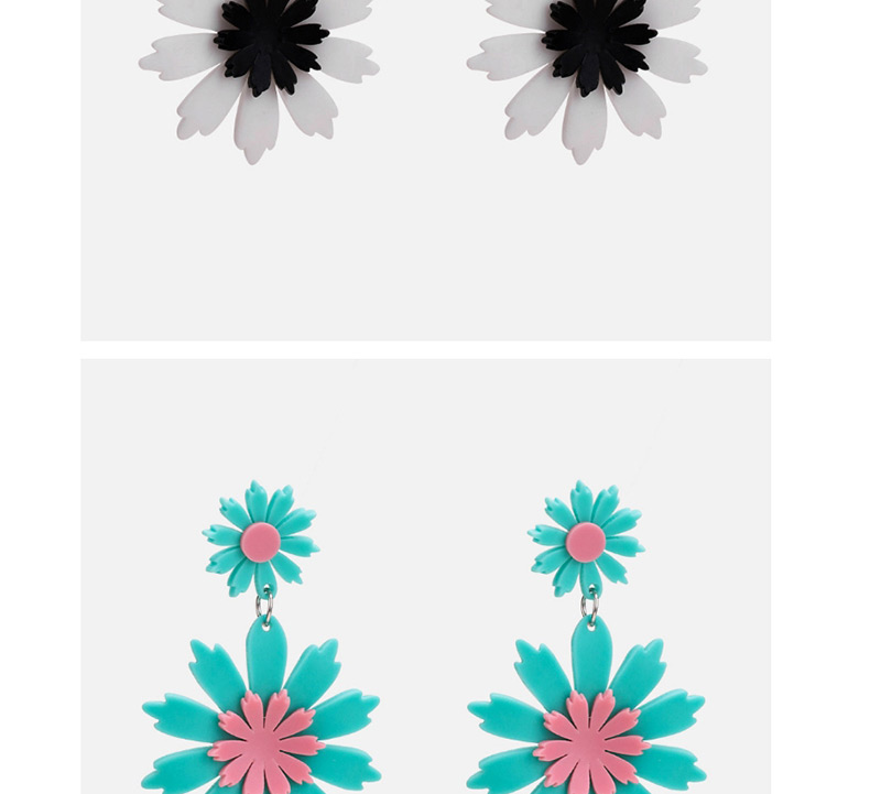Fashion White+black Flower Shape Decorated Earrings,Drop Earrings