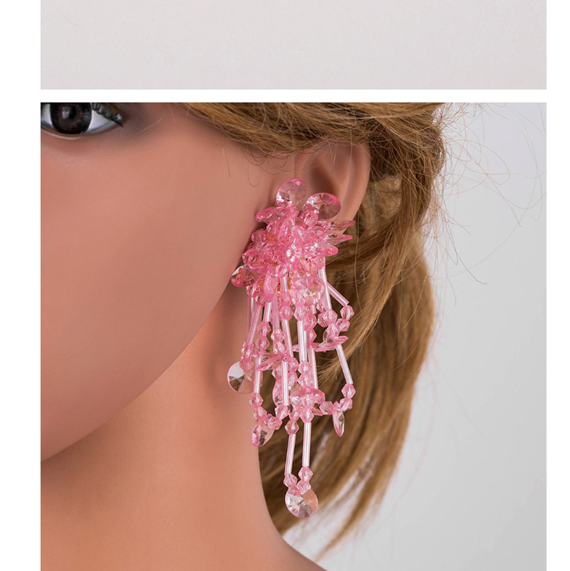 Fashion Pink Pure Color Decorated Tassel Earrings,Drop Earrings