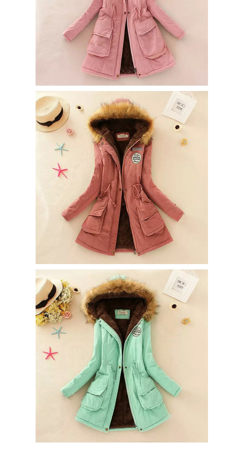 Fashion Pink Pure Color Decorated Coat,Coat-Jacket