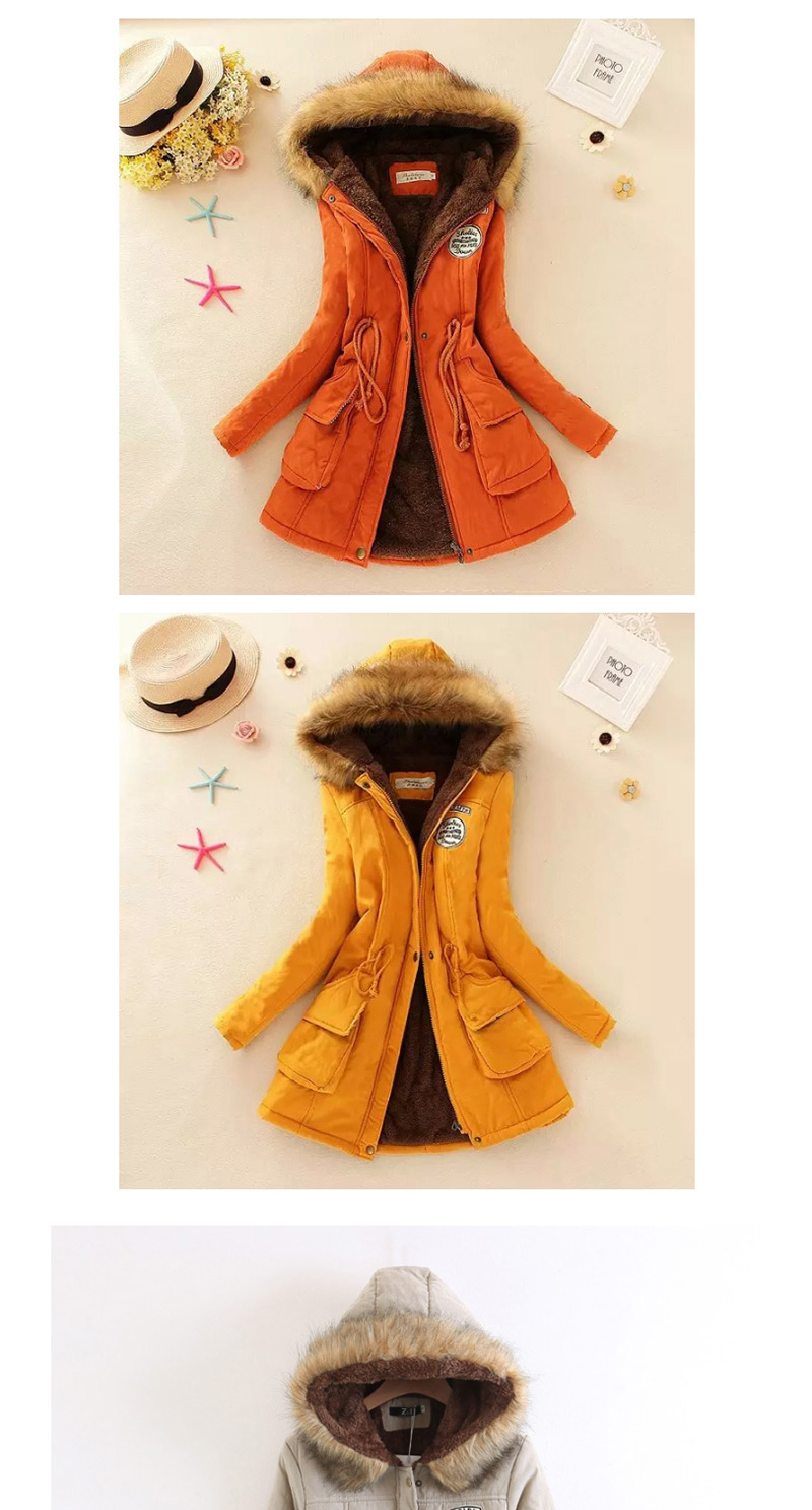 Fashion Orange Pure Color Decorated Coat,Coat-Jacket