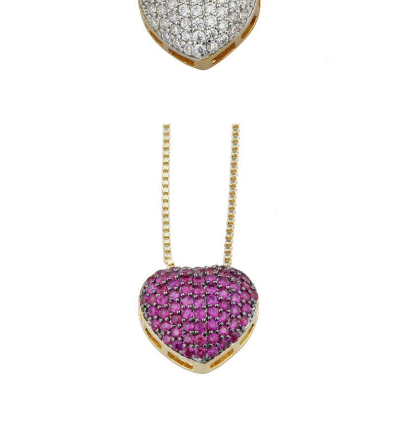 Fashion Plum Red+gold Color Heart Shape Decorated Necklace,Necklaces