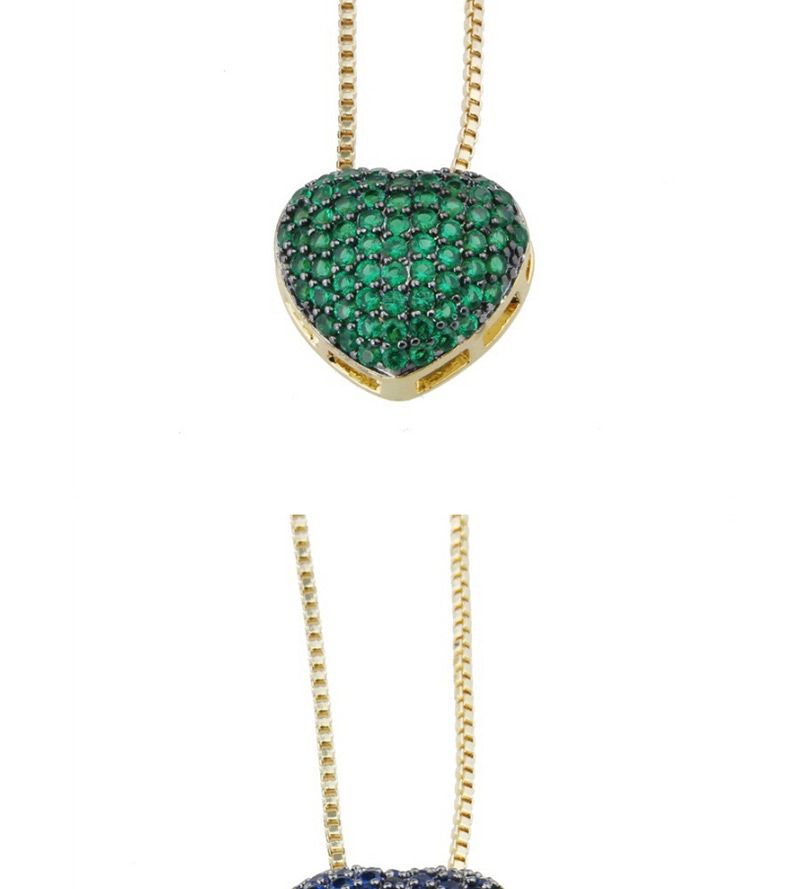 Fashion Green+gold Color Heart Shape Decorated Necklace,Necklaces