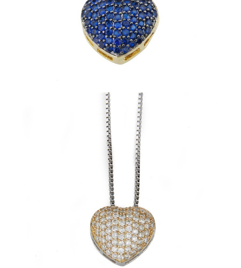 Fashion Blue+silver Color Heart Shape Decorated Necklace,Necklaces