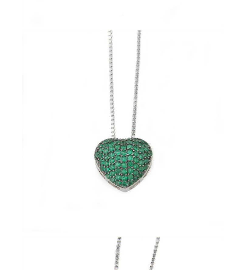 Fashion Green+silver Color Heart Shape Decorated Necklace,Necklaces
