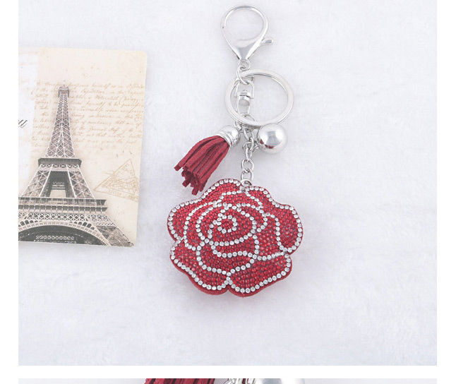 Fashion Red Flower Shape Decorated Keychain,Fashion Keychain