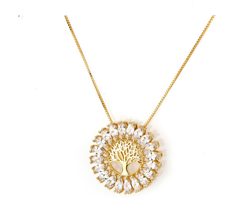 Fashion White+gold Color Tree Shape Decorated Necklace,Necklaces