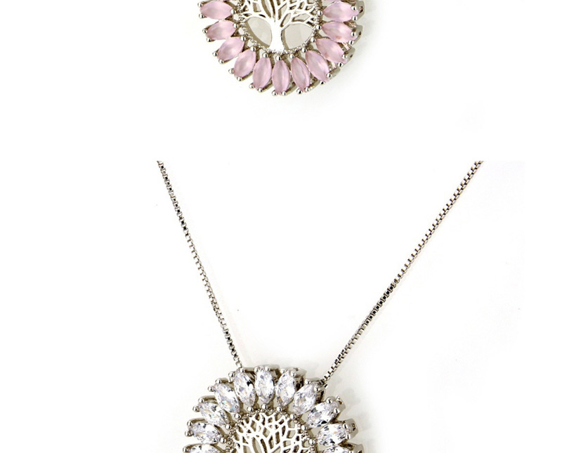 Fashion Silver Color+pink Tree Shape Decorated Necklace,Necklaces
