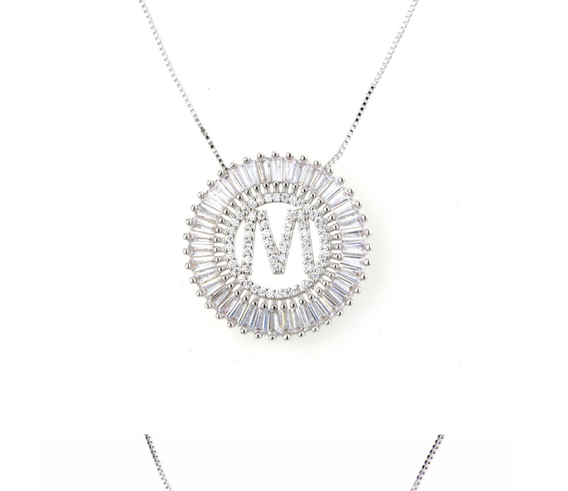 Fashion Silver Color M Letter Shape Decorated Necklace,Necklaces
