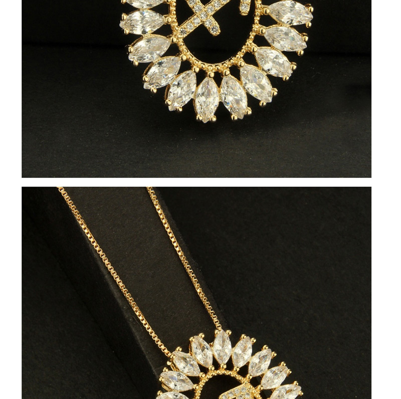 Fashion Gold Color Full Diamond Decorated Round Necklace,Necklaces