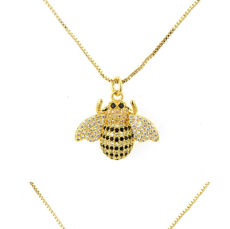 Fashion Gold Color Full Diamond Decorated Bee Shape Necklace,Necklaces