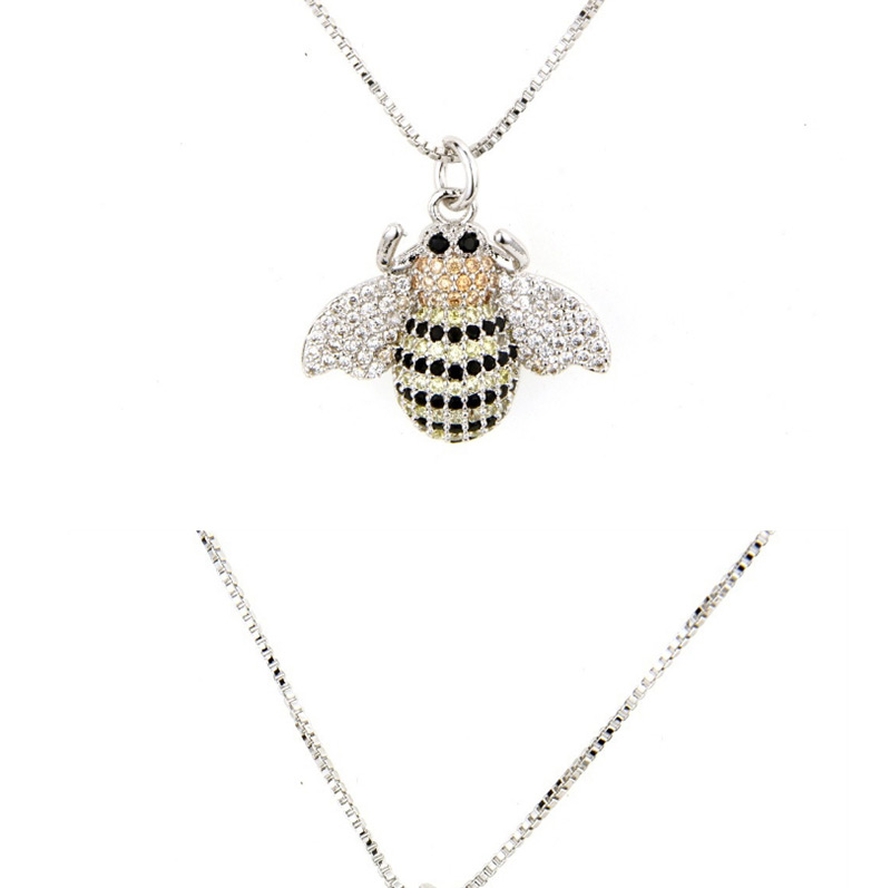 Fashion Silver Color Full Diamond Decorated Bee Shape Necklace,Necklaces