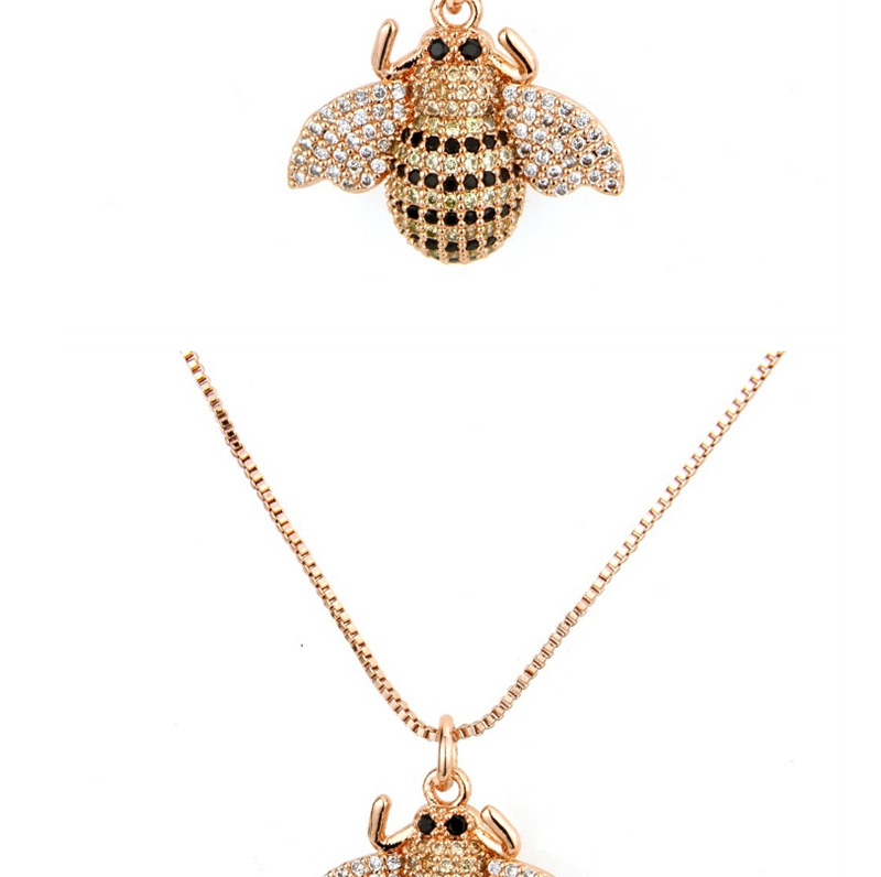 Fashion Black Full Diamond Decorated Bee Shape Necklace,Necklaces